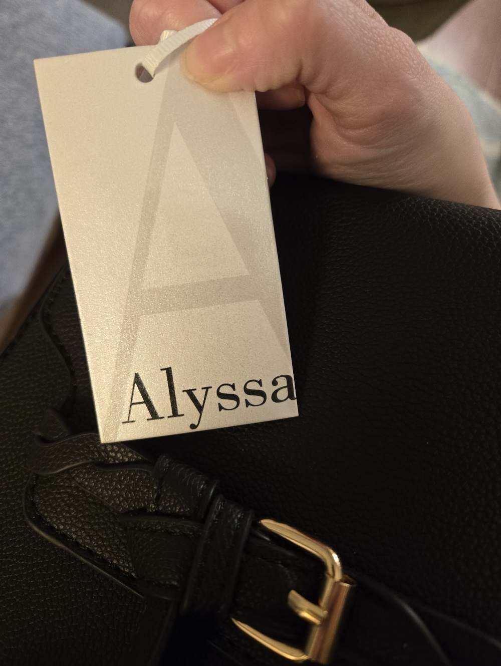 Alyssa Vegan Leather Black Crossbody Bag NWT - Picture 7 of 8